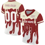 personalized oklahoma sooners dripping flames crimson white jersey best selling