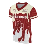 personalized oklahoma sooners dripping flames crimson white jersey best selling