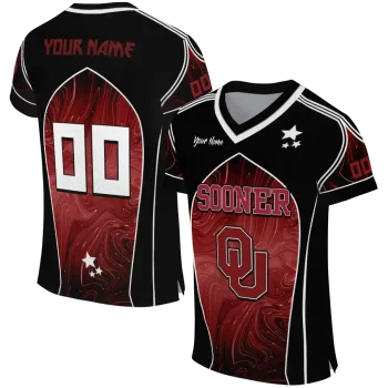 personalized oklahoma sooners halftone slant crimson black jersey best selling