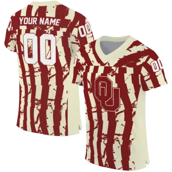 personalized oklahoma sooners stripe splatter crimson jersey best selling