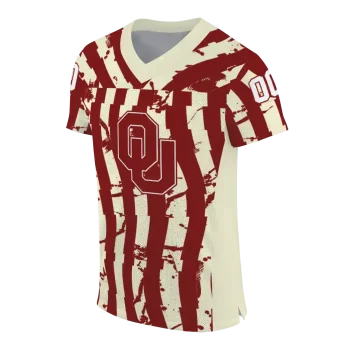 personalized oklahoma sooners stripe splatter crimson jersey fashion forward