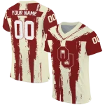 personalized oklahoma sooners striped texture crimson jersey best selling