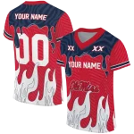 personalized ole miss rebels dripping flames red white jersey best selling
