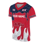 personalized ole miss rebels dripping flames red white jersey best selling