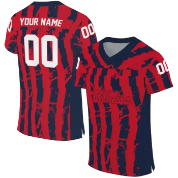 personalized ole miss rebels stripe splatter red jersey best selling
