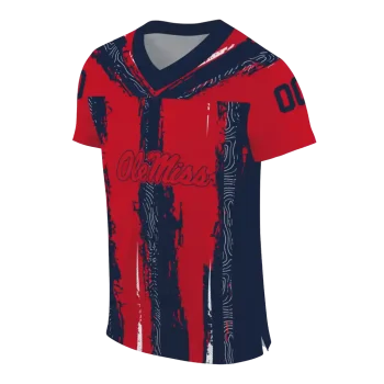 personalized ole miss rebels striped texture red jersey fashion forward