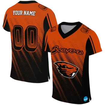 personalized oregon state beavers halftone flow orange black jersey best selling