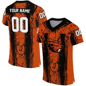 personalized oregon state beavers rugged stripes orange jersey best selling