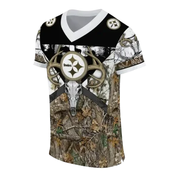 personalized pittsburgh steelers antler skull camouflage hunting jersey fashion forward
