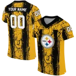 personalized pittsburgh steelers rugged stripes gold jersey best selling