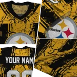 personalized pittsburgh steelers rugged stripes gold jersey best selling