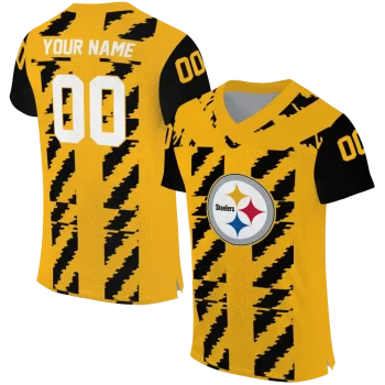 personalized pittsburgh steelers stripe block gold jersey best selling