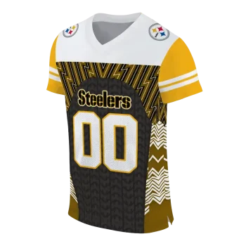 personalized pittsburgh steelers tire arrows gold black white jersey fashion forward