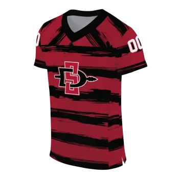 personalized san diego state aztecs art stripe red jersey fashion forward