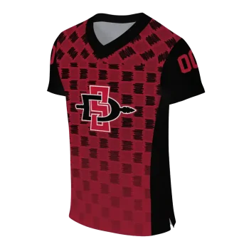 personalized san diego state aztecs stacked rectangle red jersey fashion forward
