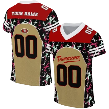 personalized san francisco 49ers brushstroke xs gold black jersey best selling