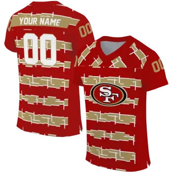 personalized san francisco 49ers layered grids red jersey best selling