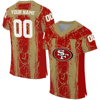 personalized san francisco 49ers rugged stripes red jersey best selling
