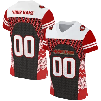 personalized san francisco 49ers tire arrows red black white jersey best selling