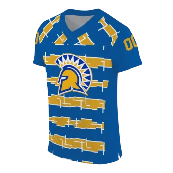 personalized san jose state spartans layered grids blue jersey fashion forward