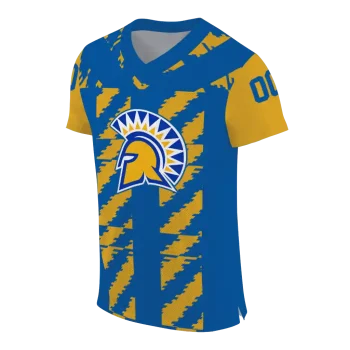personalized san jose state spartans stripe block blue jersey fashion forward