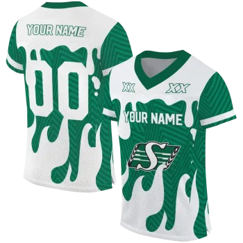 personalized saskatchewan roughriders dripping flames green white jersey best selling