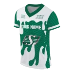 personalized saskatchewan roughriders dripping flames green white jersey best selling