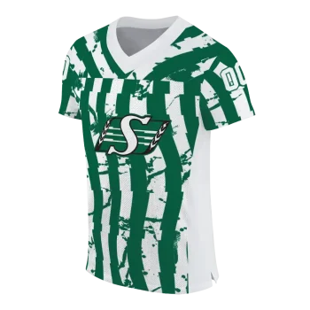 personalized saskatchewan roughriders stripe splatter green jersey fashion forward