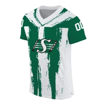 personalized saskatchewan roughriders striped texture green jersey fashion forward
