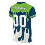 personalized seattle seahawks dripping flames blue white jersey best selling