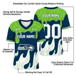 personalized seattle seahawks dripping flames blue white jersey best selling