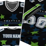 personalized seattle seahawks star cluster black jersey best selling