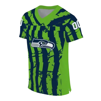 personalized seattle seahawks stripe splatter blue jersey fashion forward
