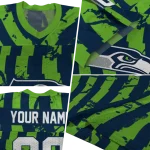 personalized seattle seahawks stripe splatter blue jersey best selling