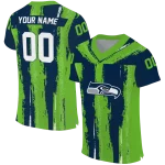 personalized seattle seahawks striped texture blue jersey best selling