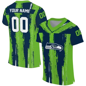 personalized seattle seahawks striped texture blue jersey best selling