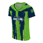 personalized seattle seahawks striped texture blue jersey best selling