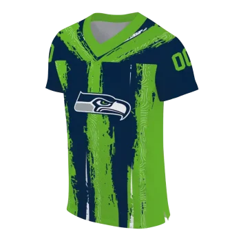 personalized seattle seahawks striped texture blue jersey fashion forward