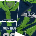 personalized seattle seahawks striped texture blue jersey best selling