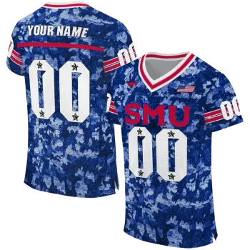 personalized smu mustangs camouflage abstract blue jersey best selling