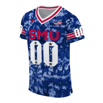 personalized smu mustangs camouflage abstract blue jersey fashion forward