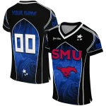 personalized smu mustangs halftone slant blue black jersey best selling