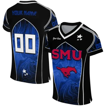 personalized smu mustangs halftone slant blue black jersey best selling