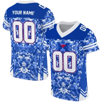 personalized smu mustangs mirrored pattern blue jersey best selling
