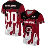 personalized south carolina gamecocks dripping flames garnet white jersey best selling