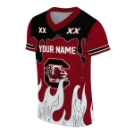 personalized south carolina gamecocks dripping flames garnet white jersey best selling