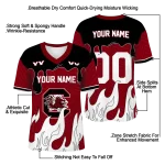 personalized south carolina gamecocks dripping flames garnet white jersey best selling