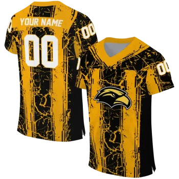 personalized southern miss golden eagles rugged stripes black jersey best selling