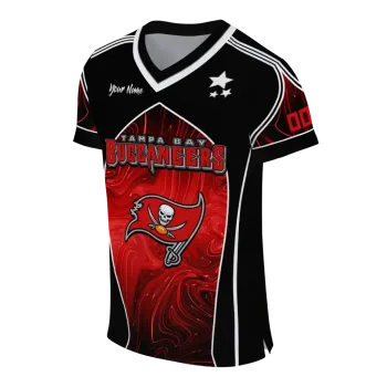 personalized tampa bay buccaneers halftone slant red black jersey fashion forward