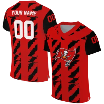 personalized tampa bay buccaneers stripe block red jersey best selling